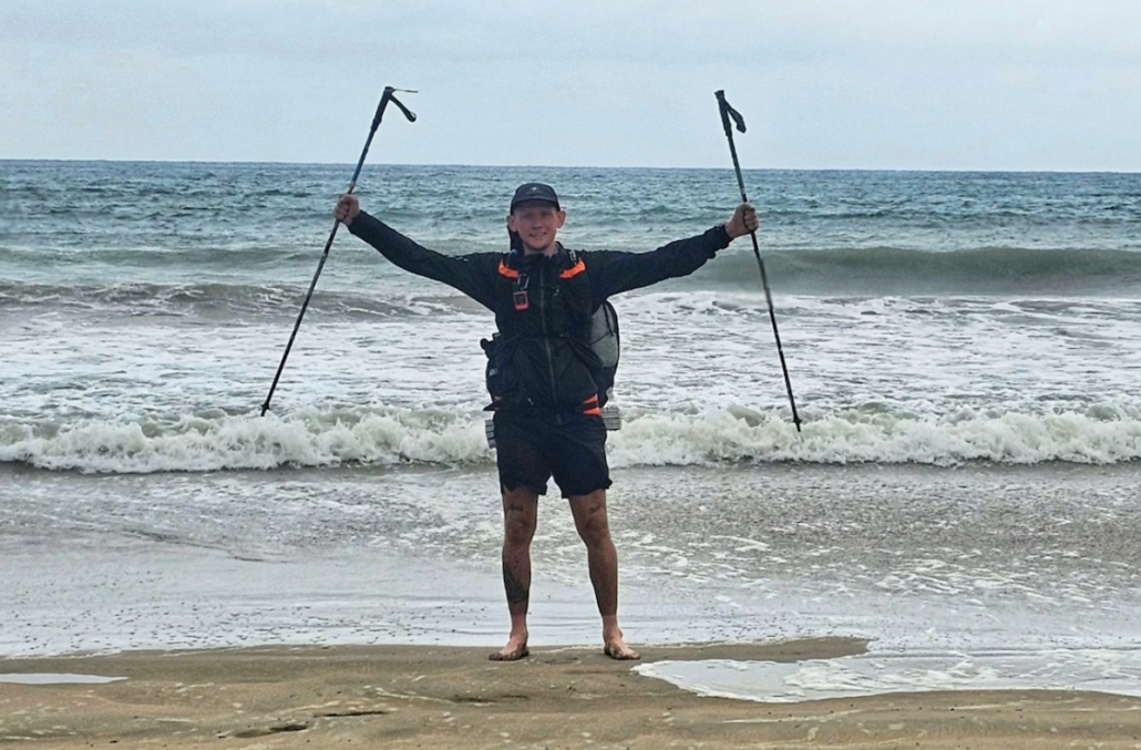Joachim Lefèvre à l'arrivée de l'HexaTrek